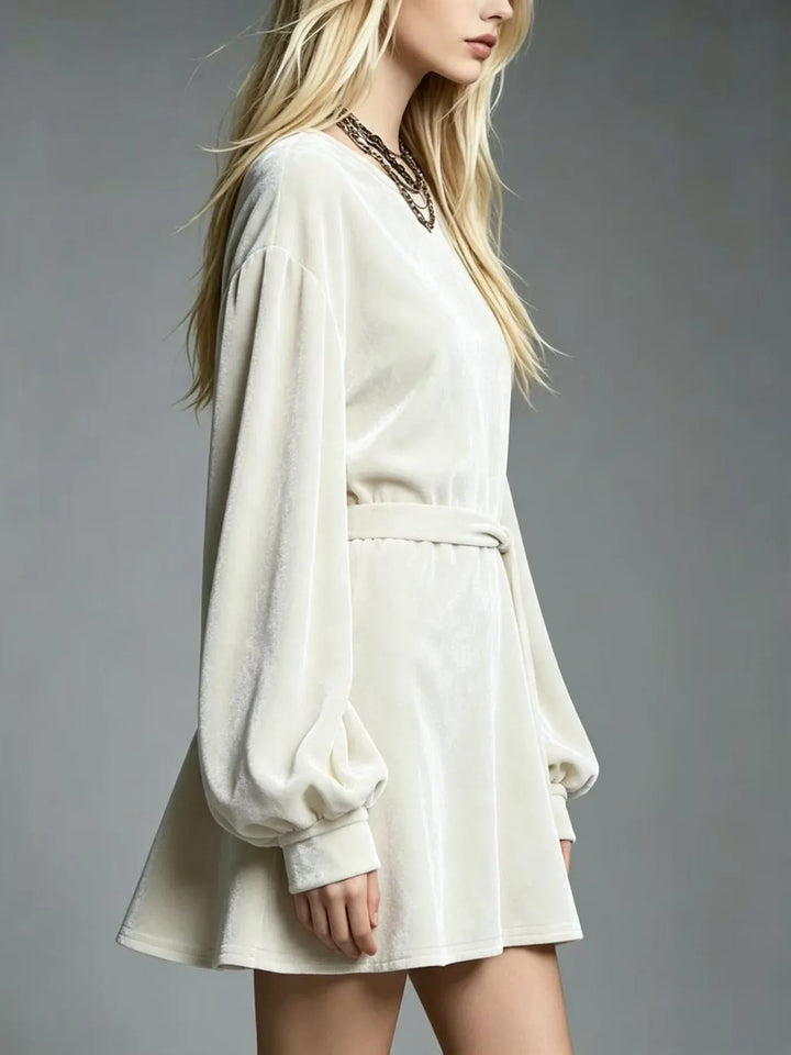 Corinne Tie Waist Velvet Dress