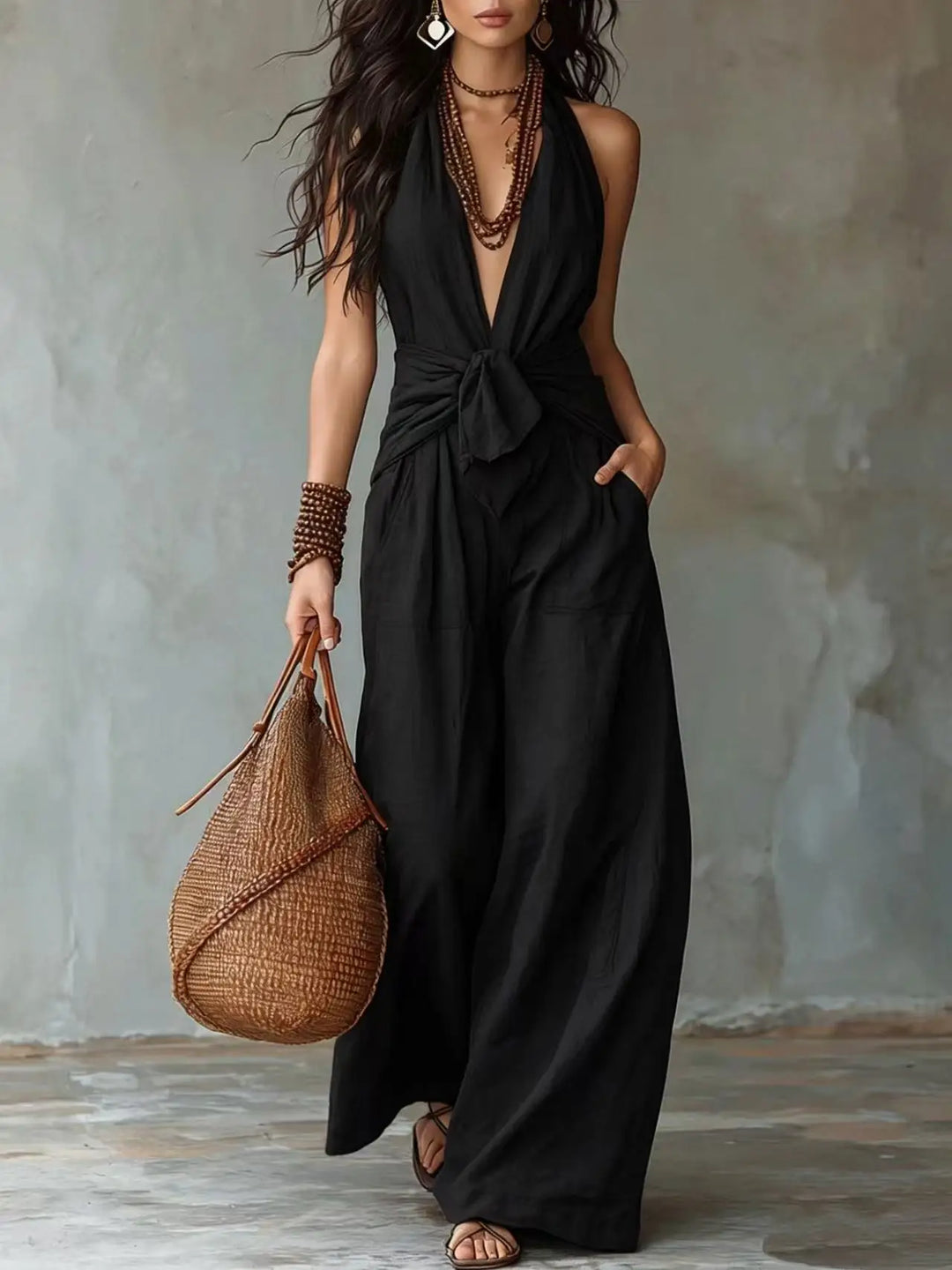 Lilith Front Tie Wide Leg Jumpsuit