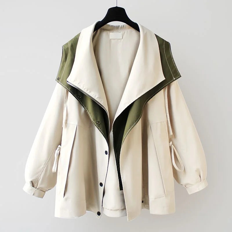Marisette Contrast Collar Trench