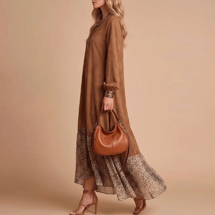 Delphine Leopard Hem Maxi Dress