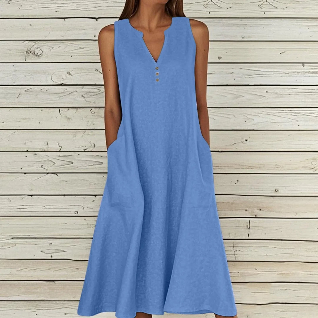 Avery Effortless V Neck Midi Dress