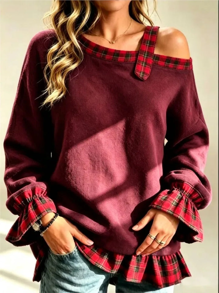 Harlow Plaid Trim Pullover