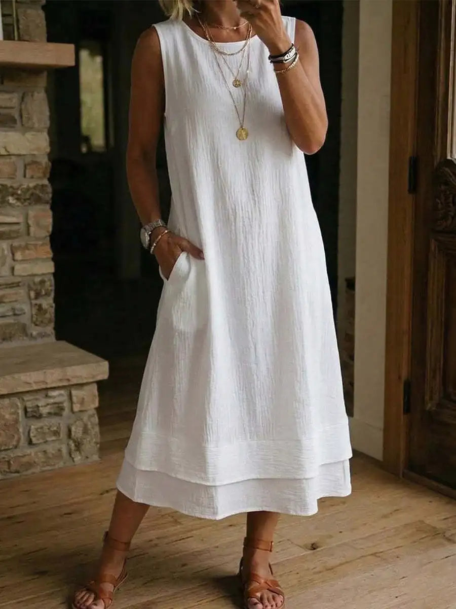 Kalina Effortless Sleeveless Tunic Midi Dress