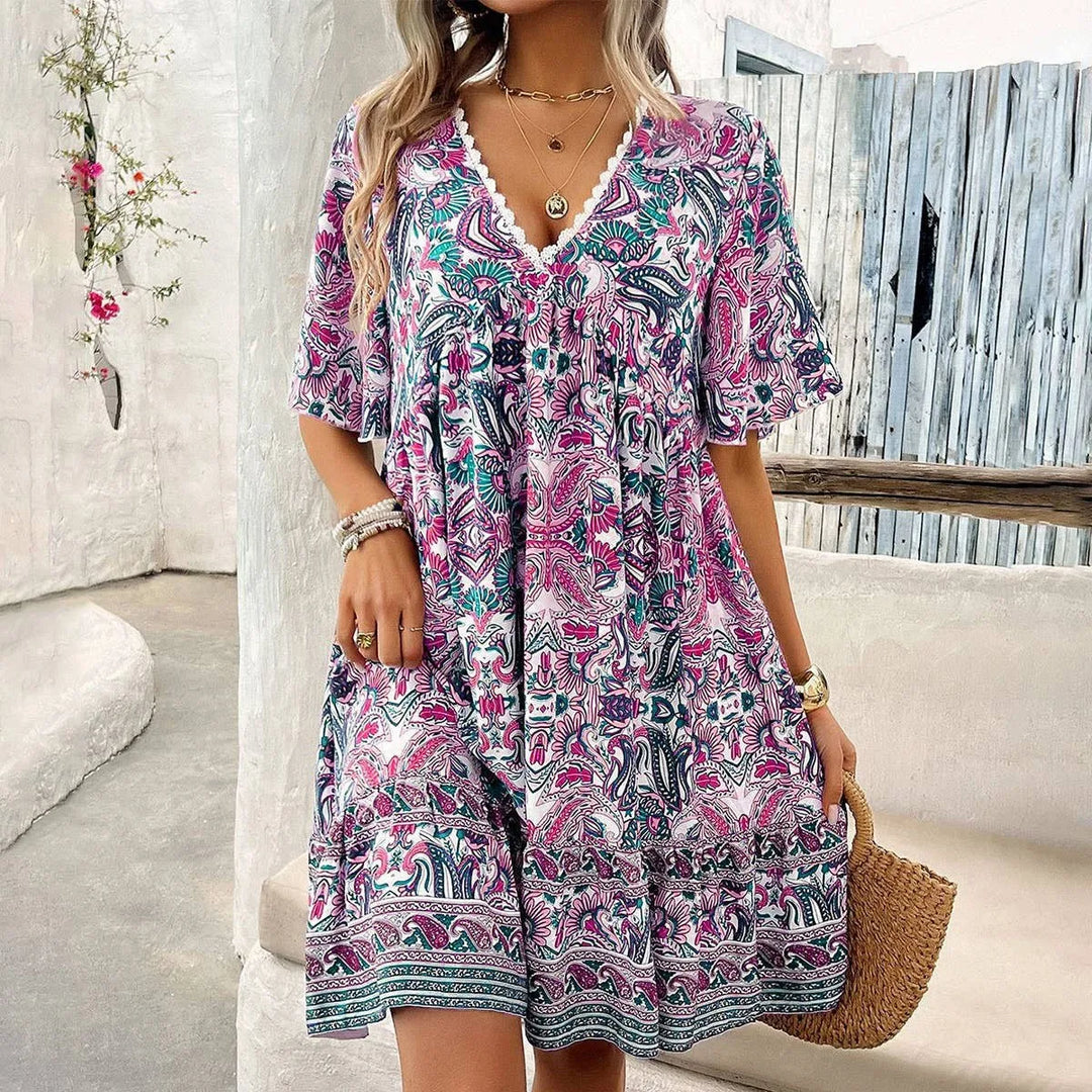 Yana Boho Floral Mini Dress