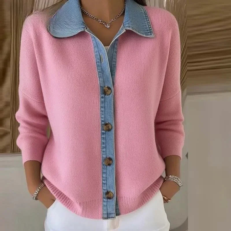 Amoret Denim Placket Cardigan