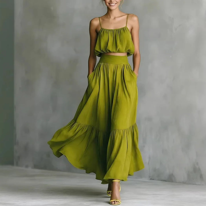 Elinah Flowy Crop Top Skirt Set