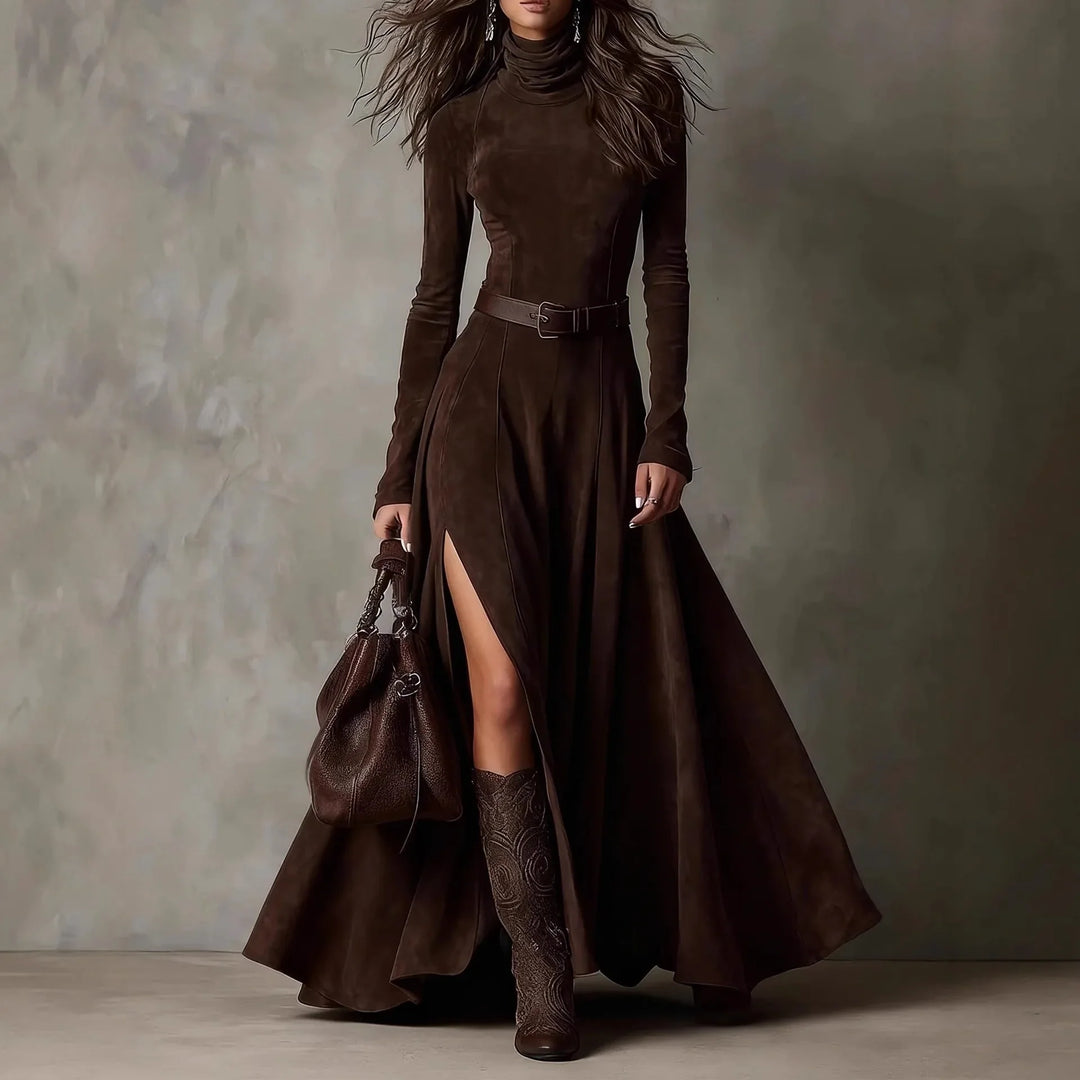Amaris Turtleneck Slit Maxi Dress