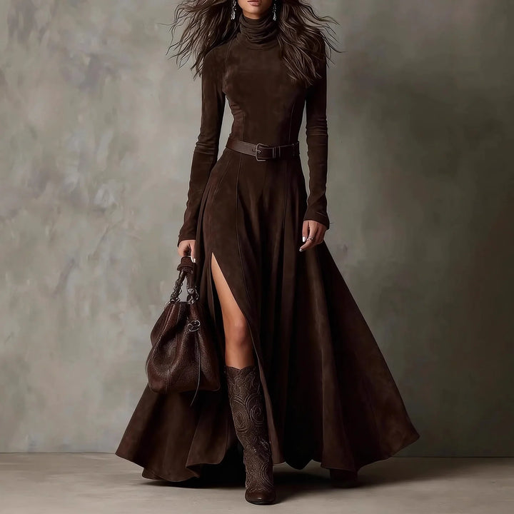 Amaris Turtleneck Slit Maxi Dress