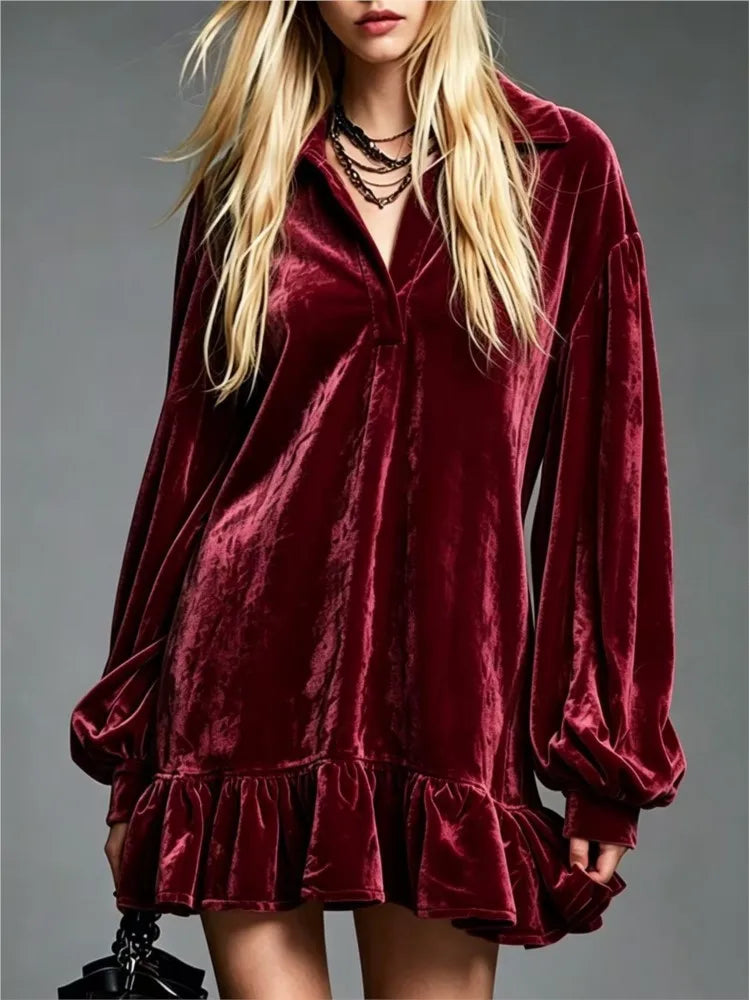Sofia Velvet Ruffle Mini Dress