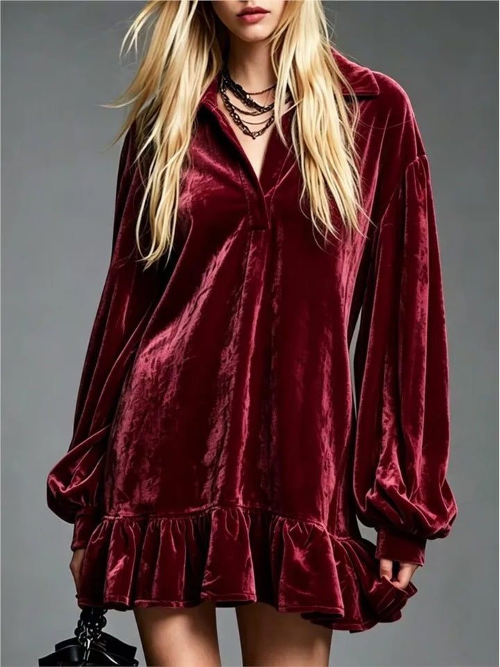 Sofia Velvet Ruffle Mini Dress