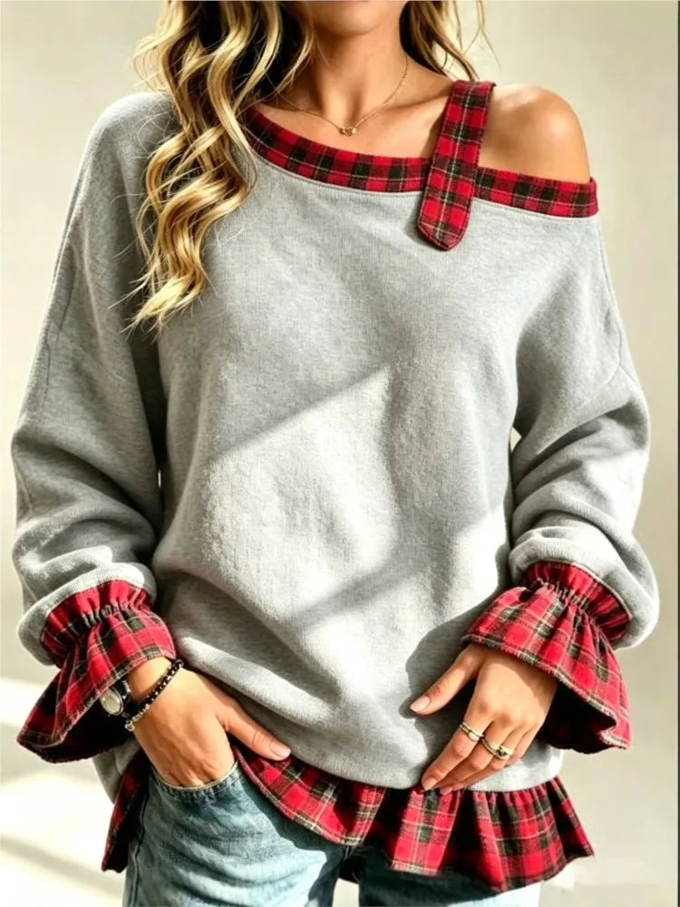 Harlow Plaid Trim Pullover