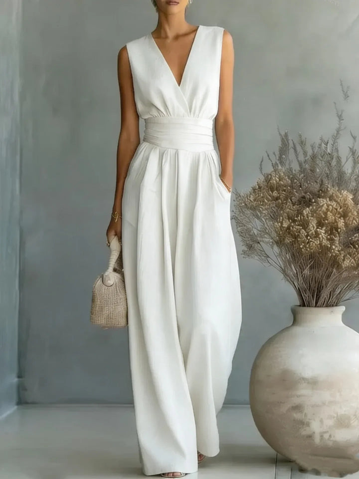 Sophia Sleeveless V Neck Jumpsuit