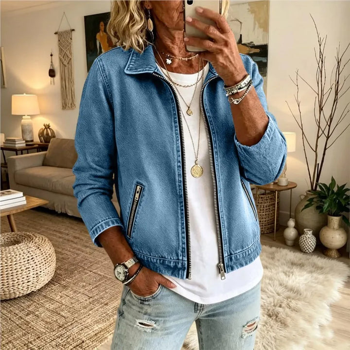 Isolene Zip Front Denim Jacket
