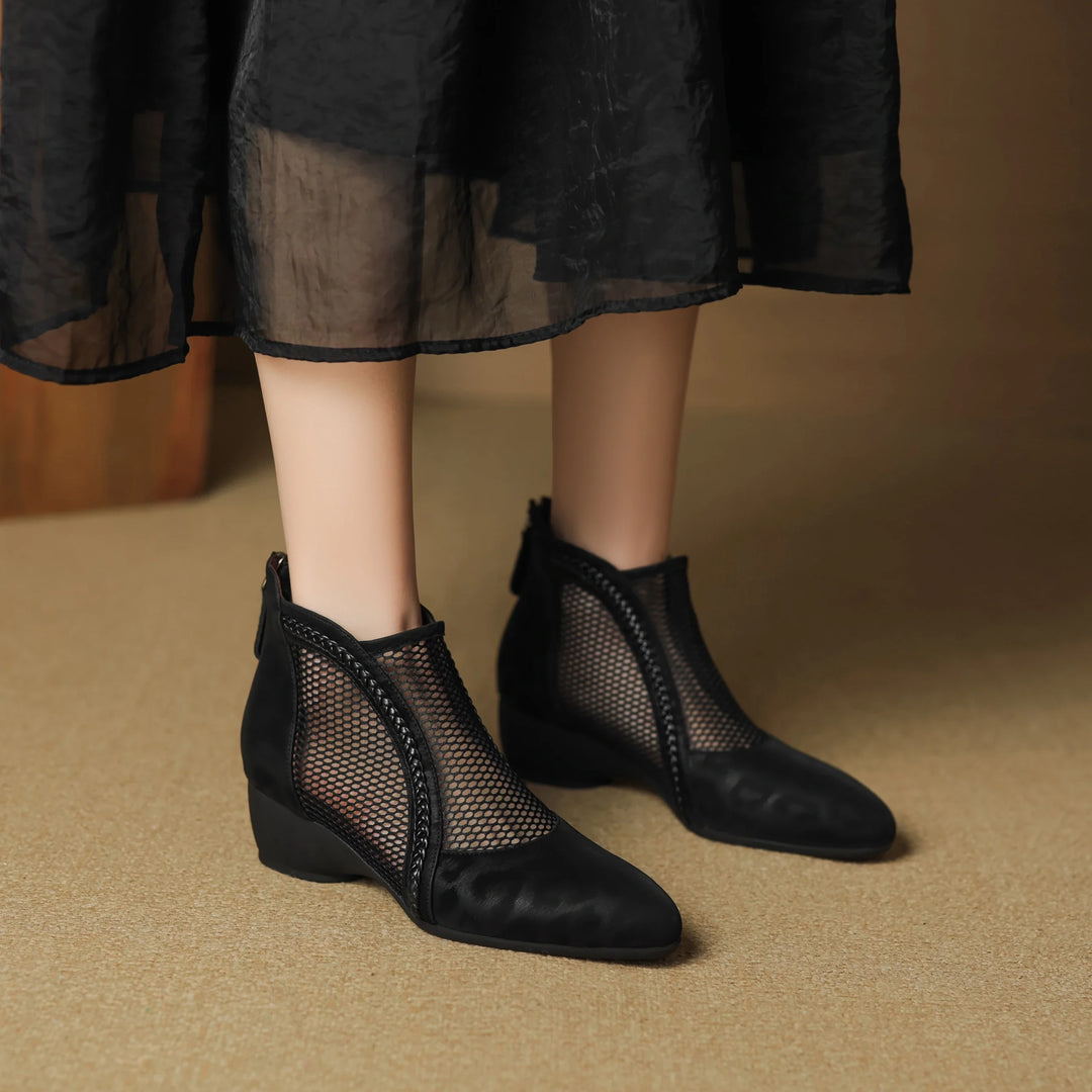 Azure Leather Ankle Boots