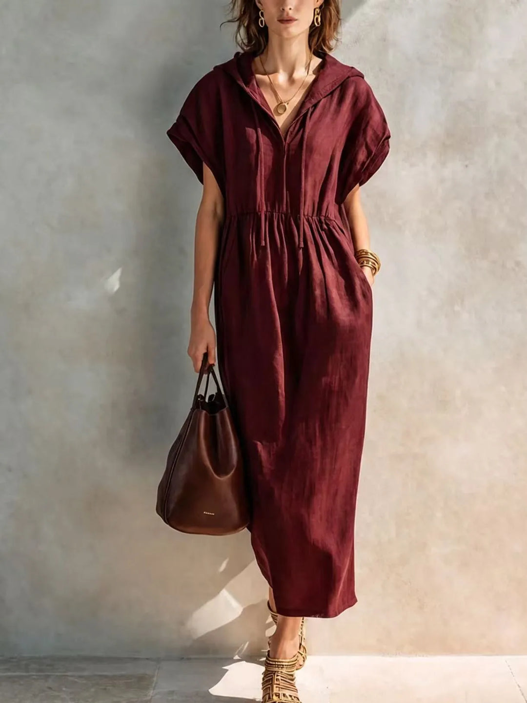 Celina Casual Hooded Maxi Dress
