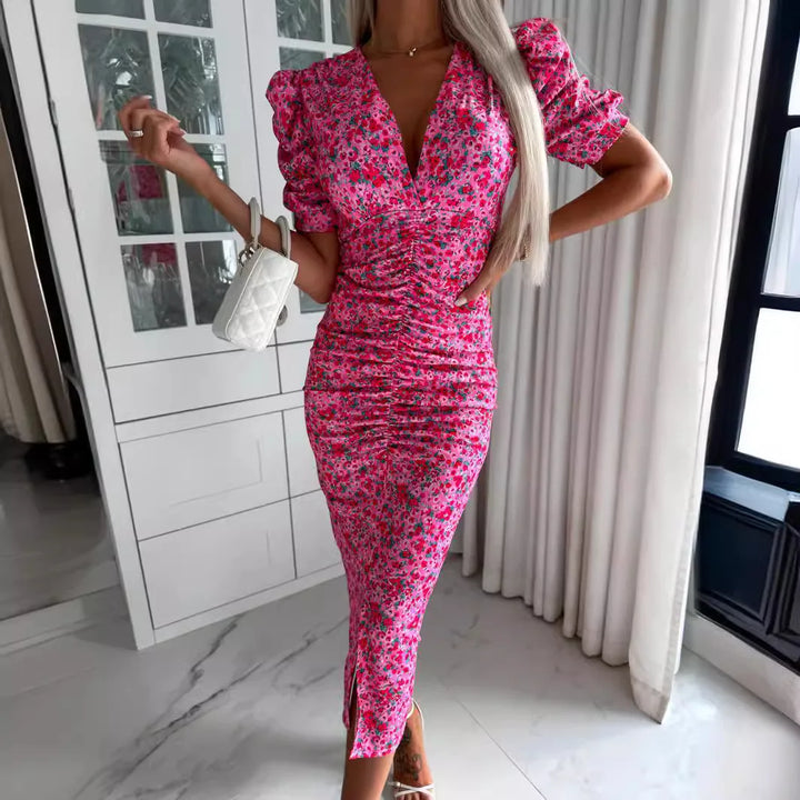 Brianna Floral Wedding Guest Midi Dress