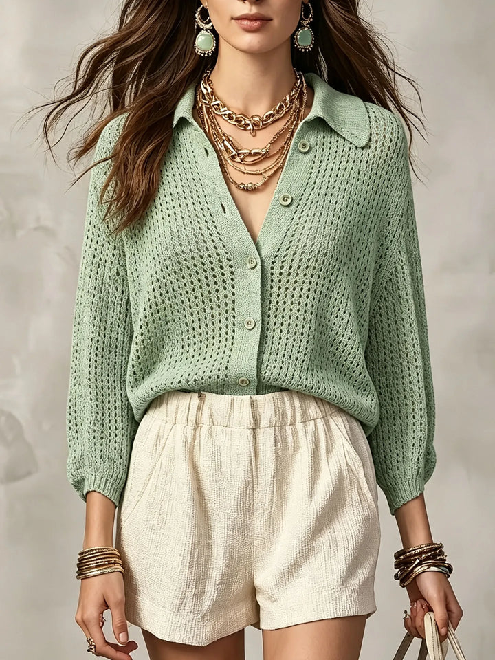 Elira Open Crochet Knit Cardigan
