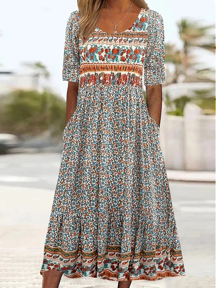 Chiara Bohemian Floral Printed Maxi Dress