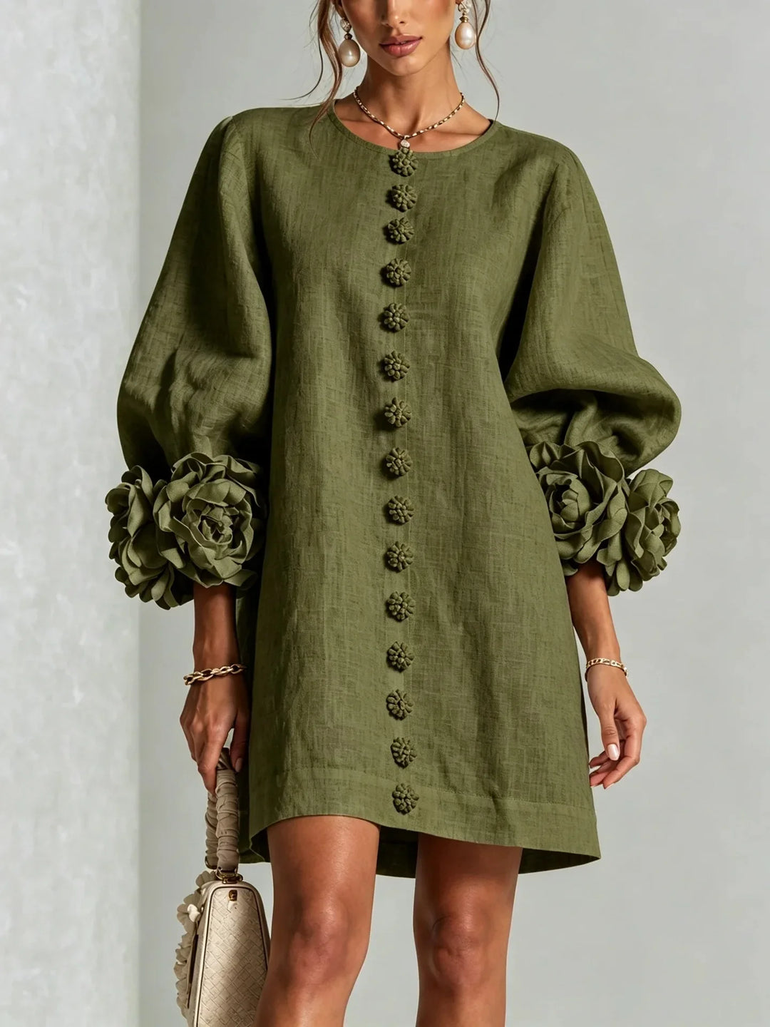 Genevieve Floral Cuff Mini Dress