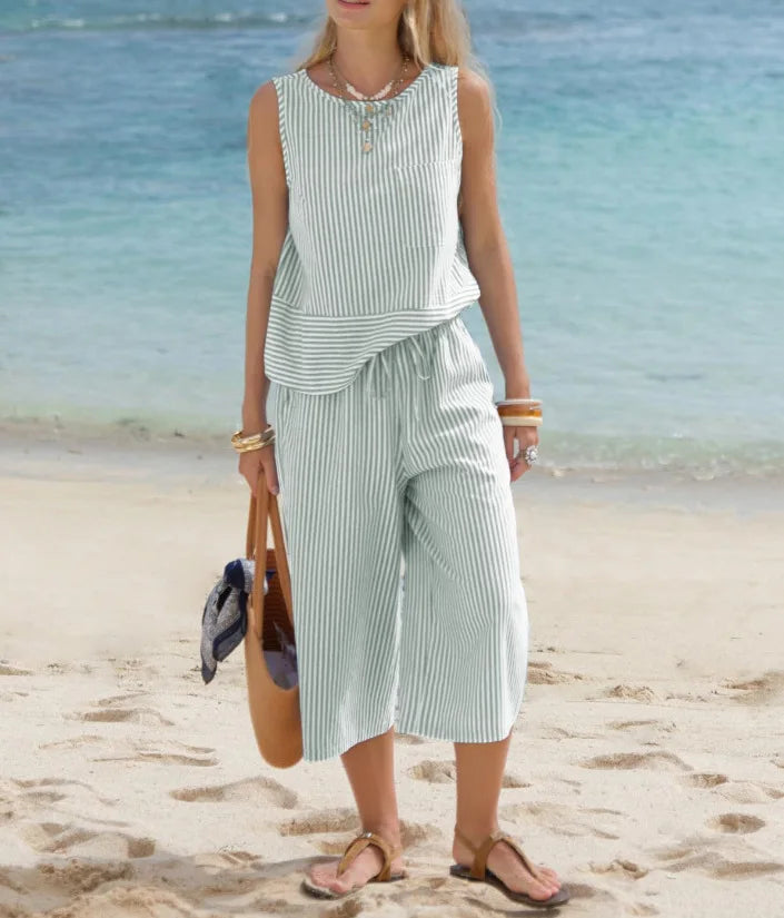 Miral Striped Cotton Casual Matching Set