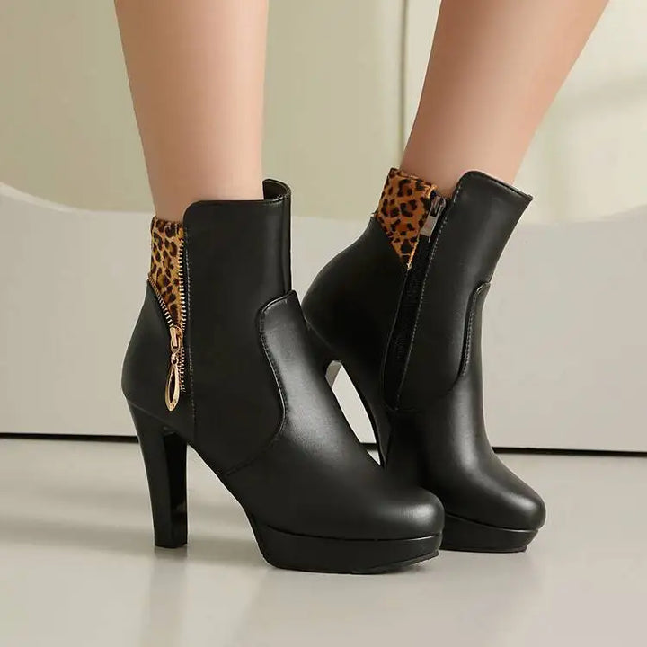 Maren Leopard Panel Ankle Boots