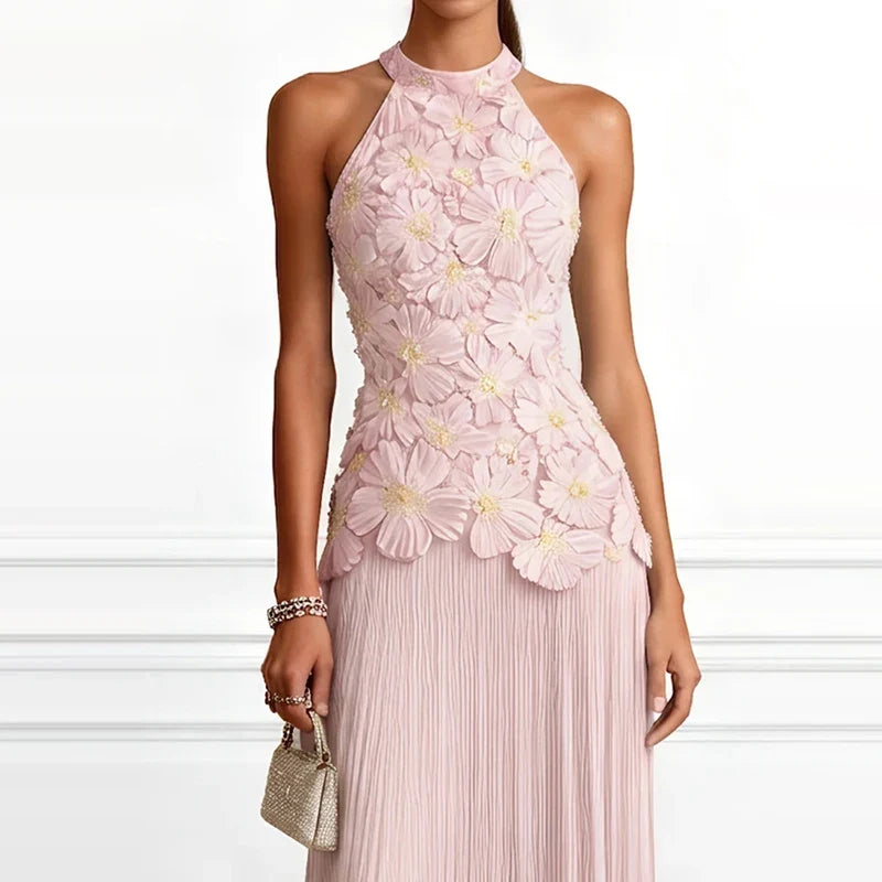Amara Halter Pleated Gown