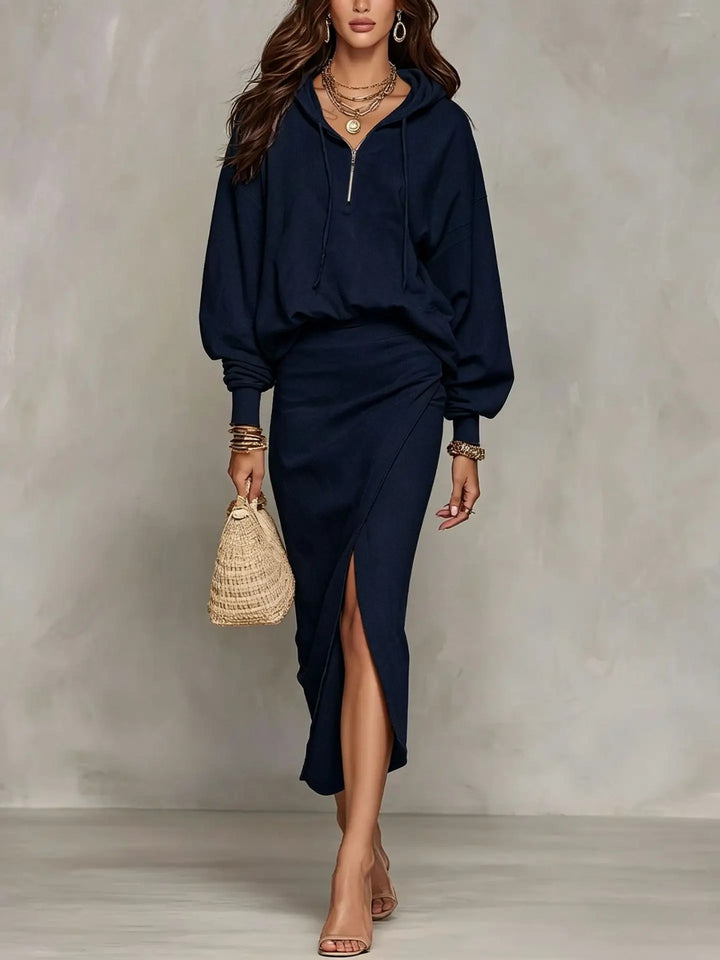 Marbel Asymmetric Wrap Skirt Set