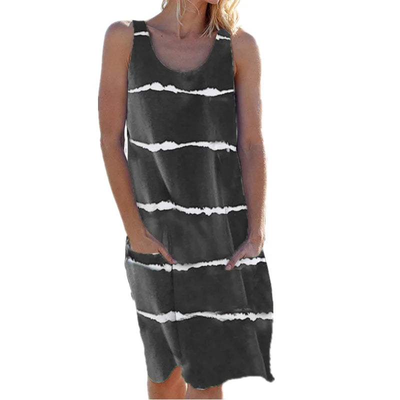 Zephyra Striped Tank Midi Dress