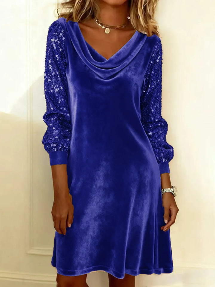 Amoret Cowl Neck Velvet Dress