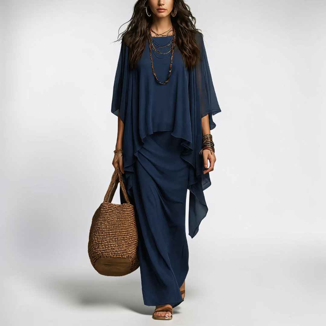 Odelia Chiffon Overlay Two-Piece Set