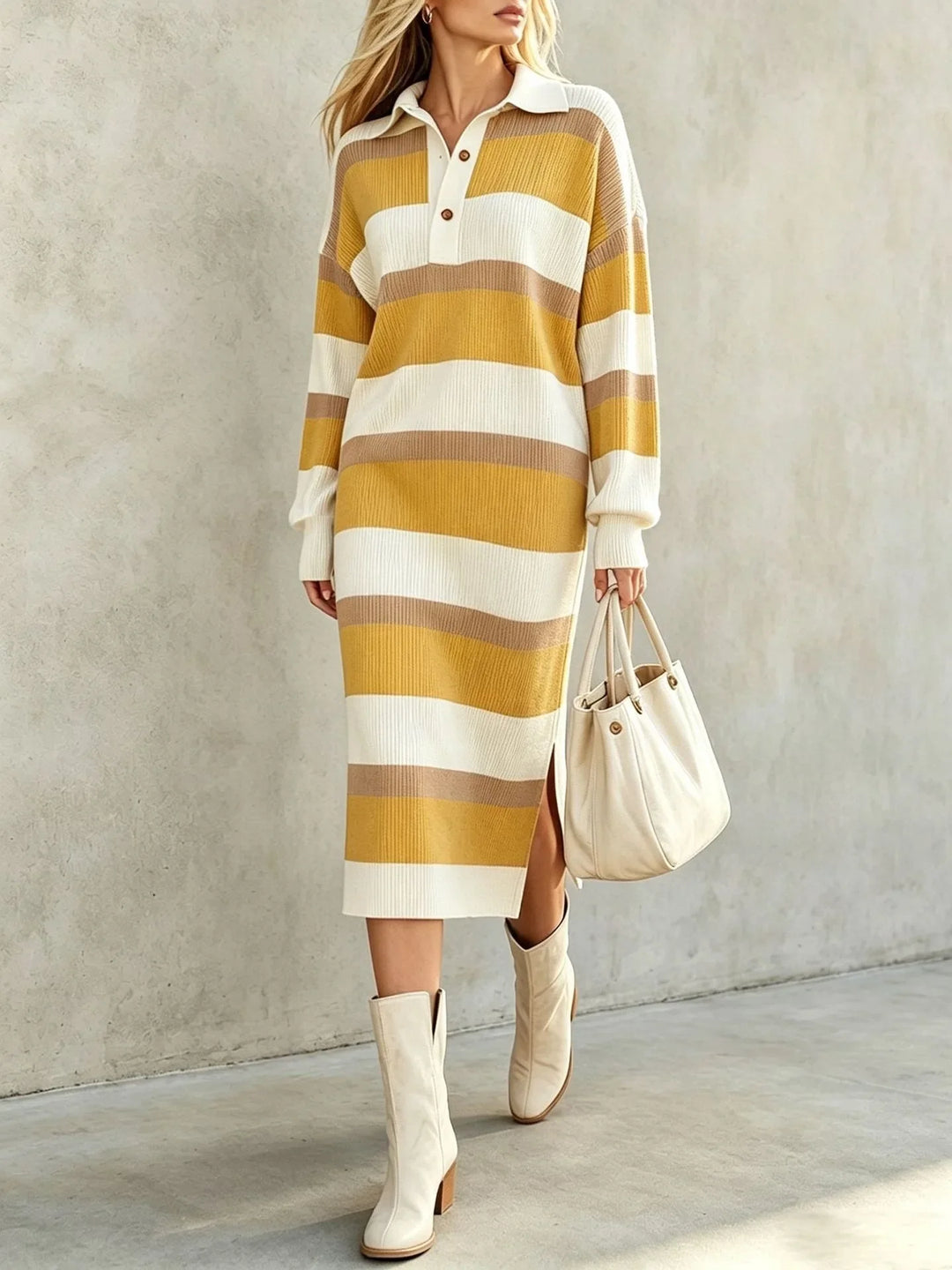 Kinsley Striped Polo Midi Dress