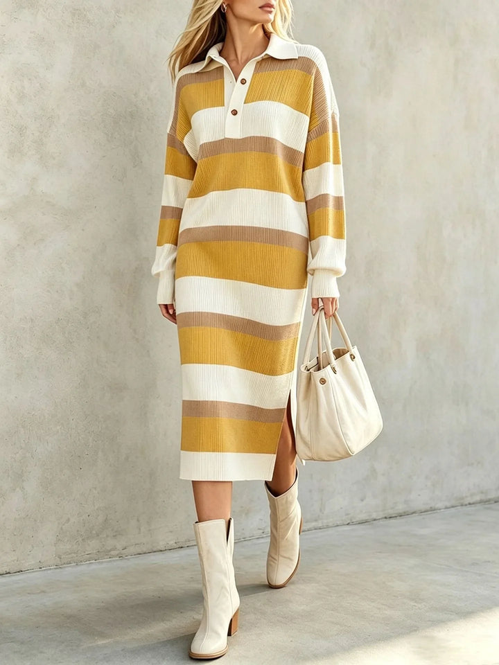 Kinsley Striped Polo Midi Dress