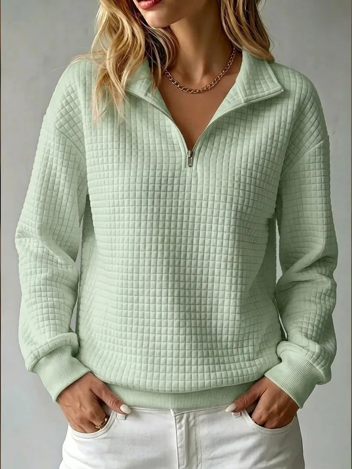 Leslie Waffle Half Zip Sweater