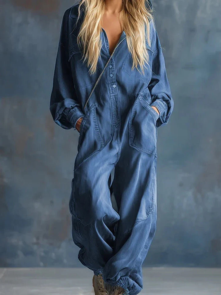 Clementine Snap Front Denim Jumpsuit
