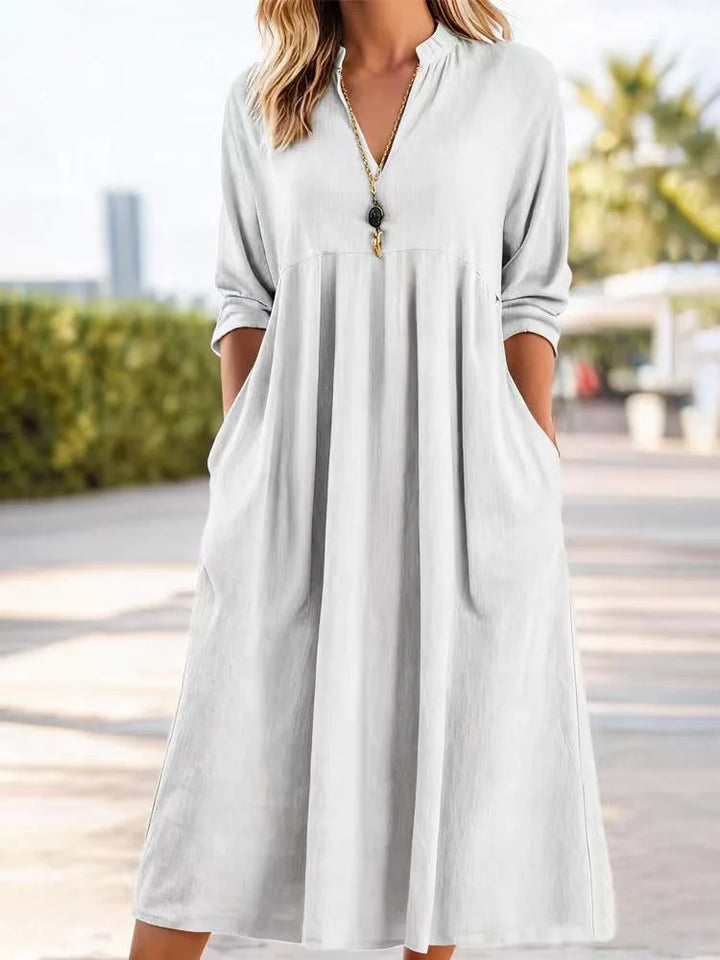 Elara Vintage Linen Mini Dress