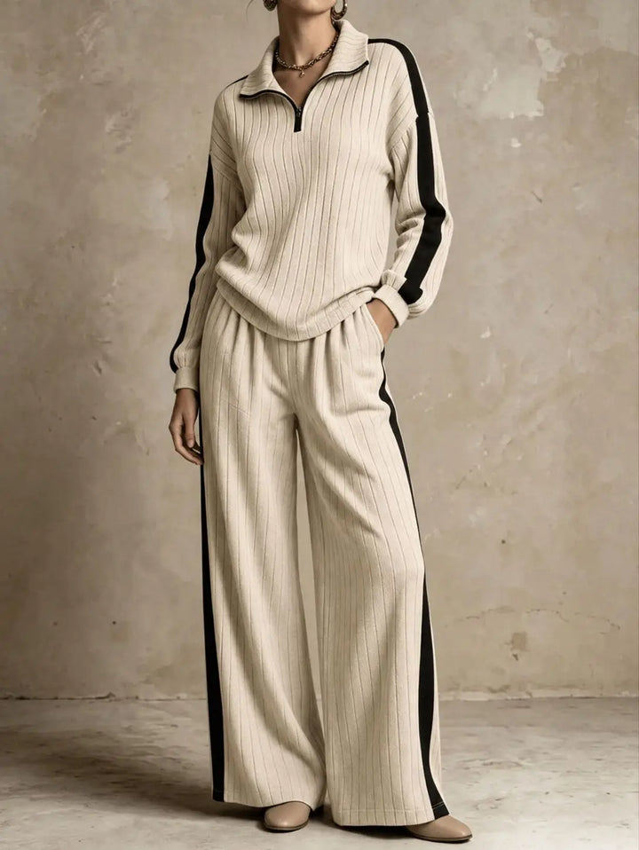 Rosalind Ribbed Half Zip Two Piece Set