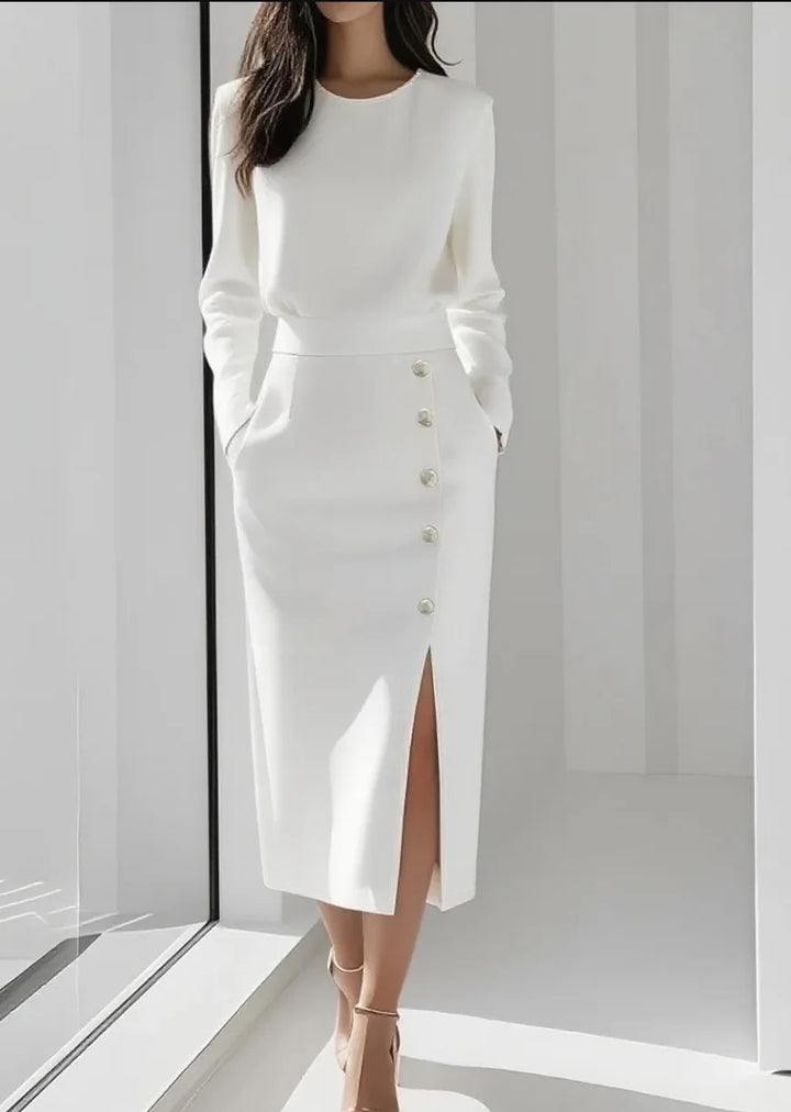 Vesna Button Front Midi Dress