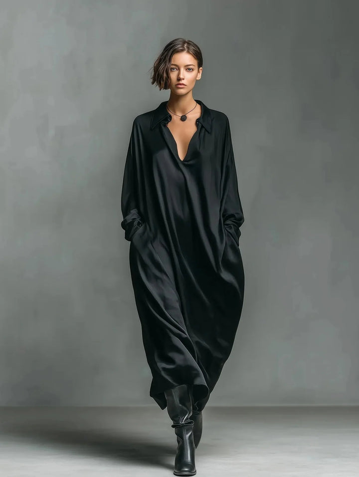 Amelisse Soft Drape Long Sleeve Maxi Dress