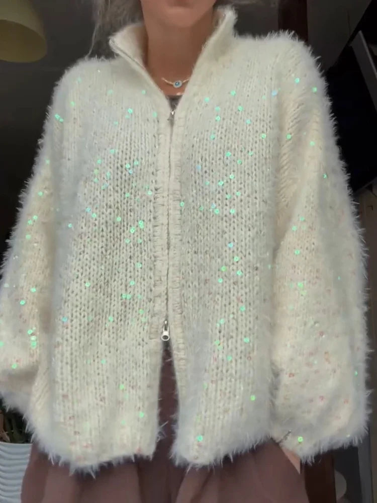 Thalassa Sequin Zip Cardigan
