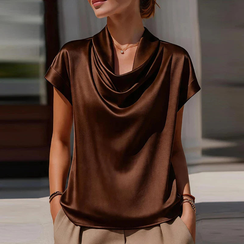 Leona Draped Cowl Neck Blouse