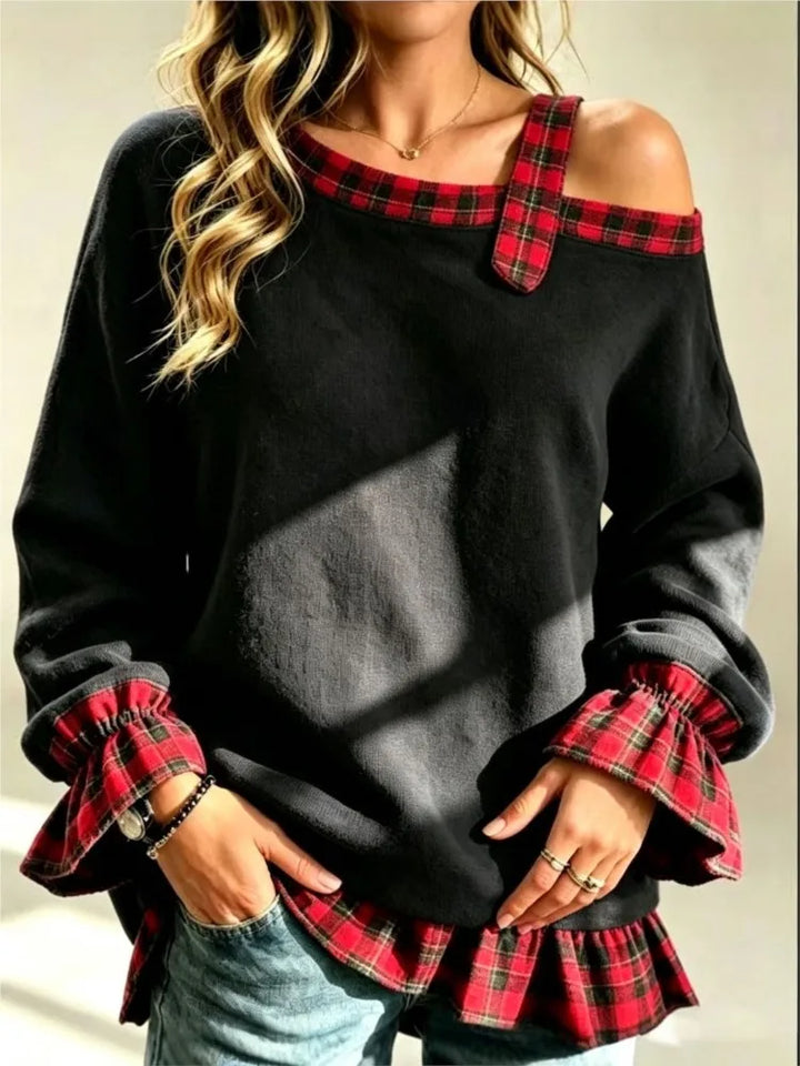 Harlow Plaid Trim Pullover