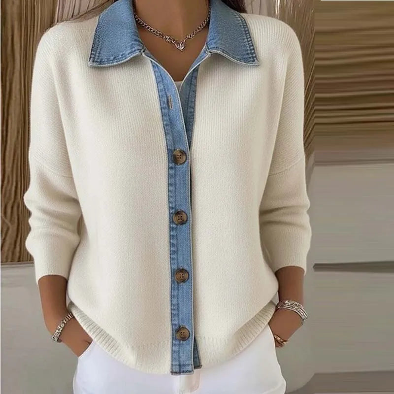 Amoret Denim Placket Cardigan
