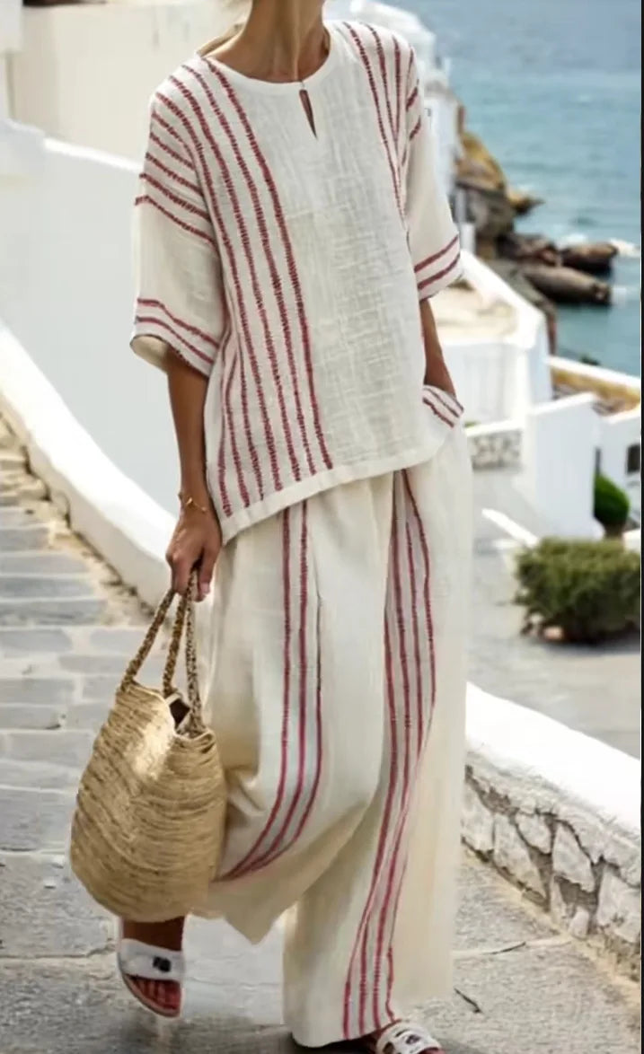 Emelina Striped Linen Two-Piece Set