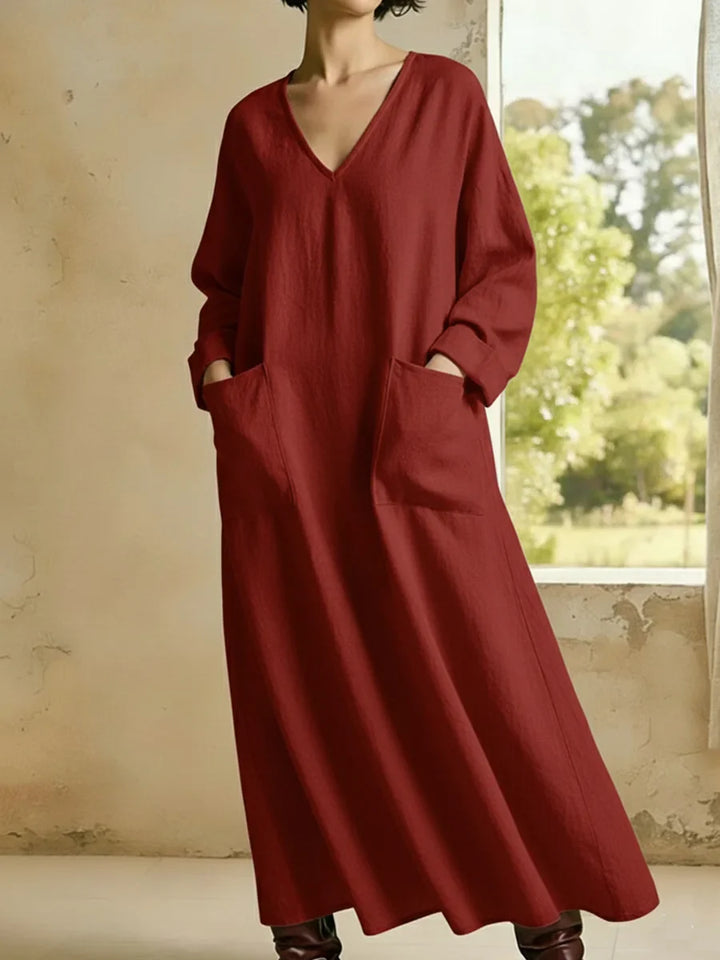 Alessia  Relaxed V Neck Maxi Dress