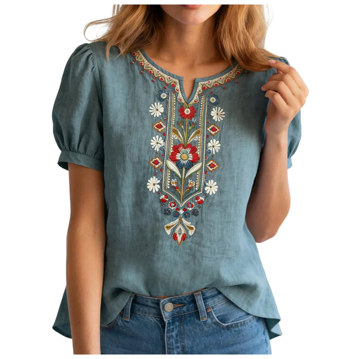 Annabelle Embroidered Linen Blouse