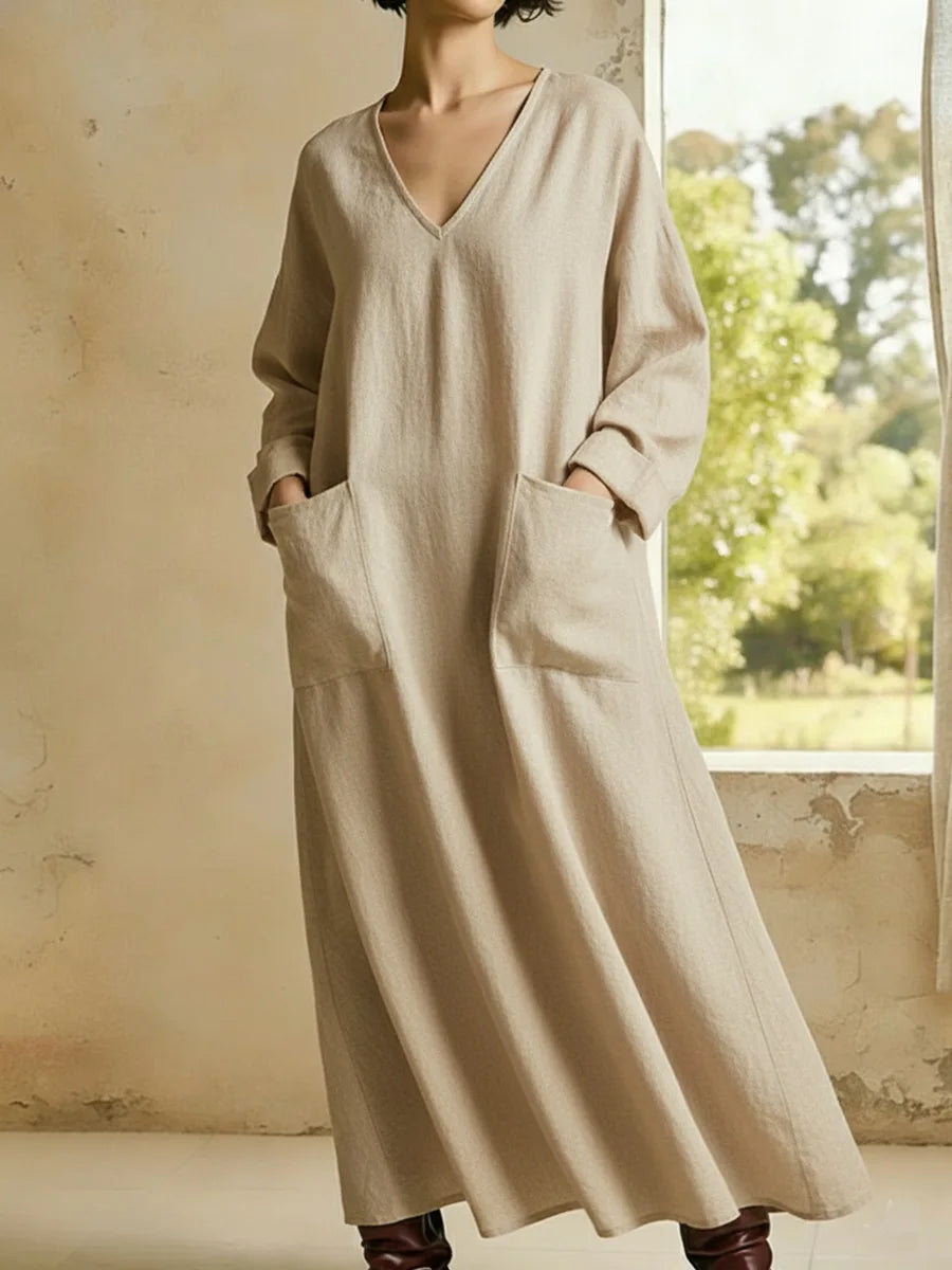 Alessia  Relaxed V Neck Maxi Dress