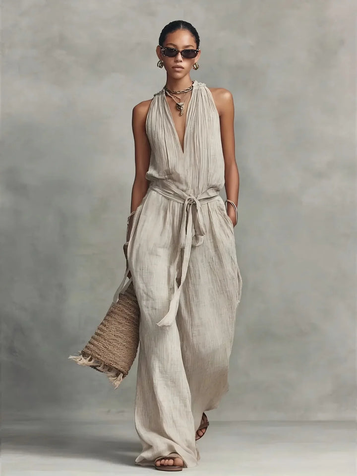 Ciana Front Tie Wide Leg Jumpsuit