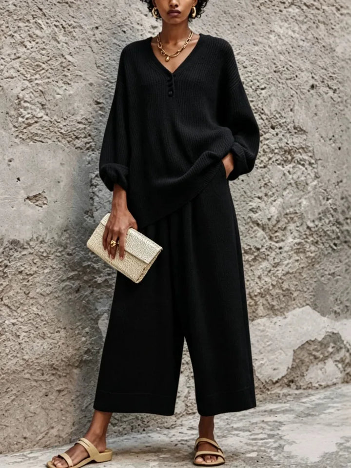 Ursula Button Placket Sweater Set