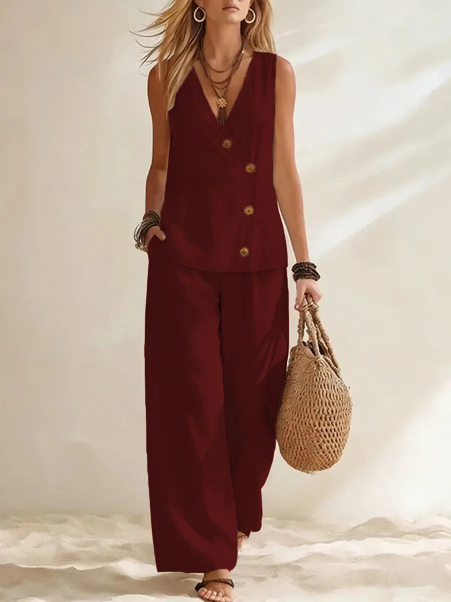 Vanessa Button Vest Co-Ord Set