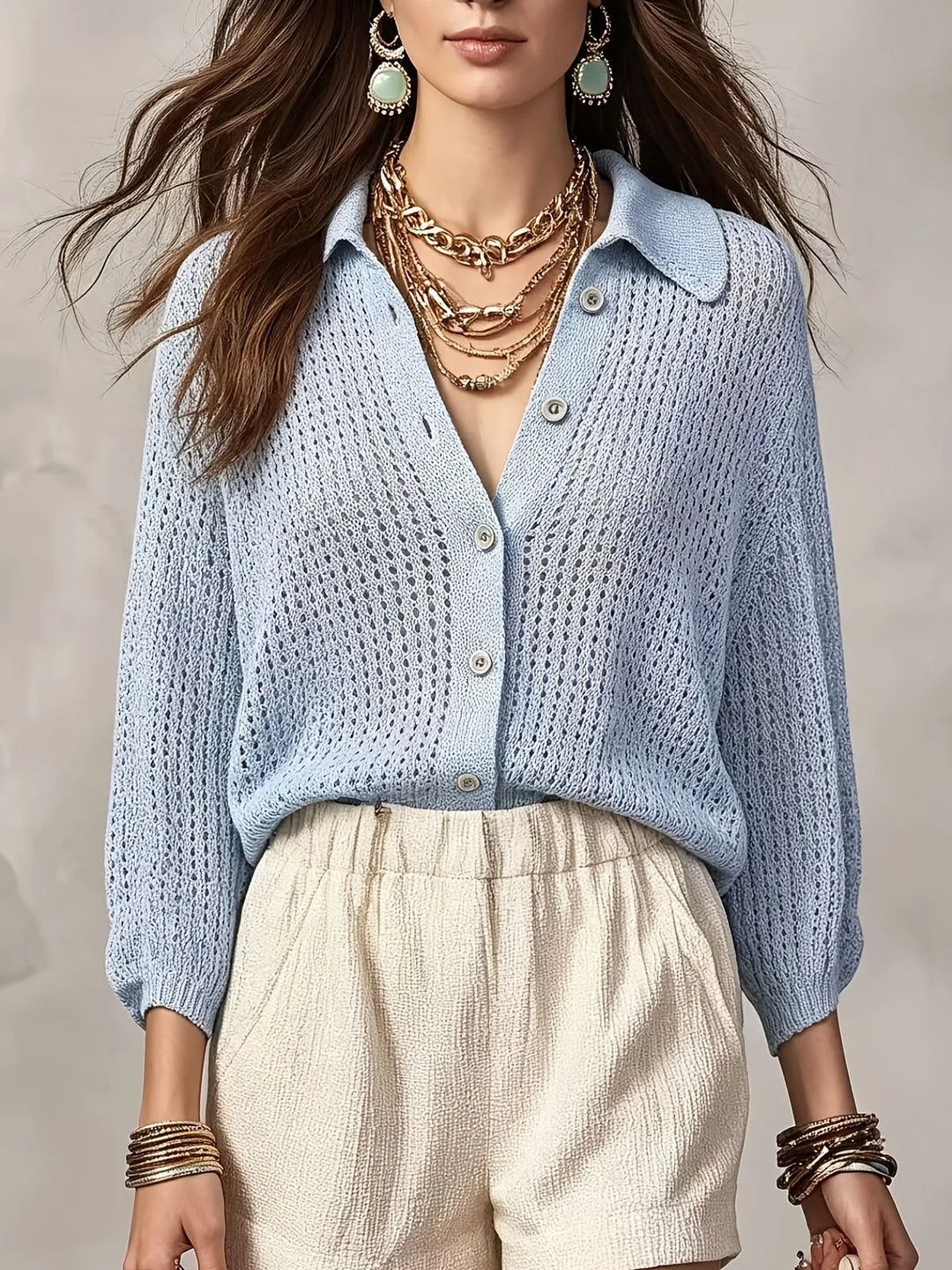 Elira Open Crochet Knit Cardigan